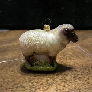 Handmade glass blown sheep ornament NWT
